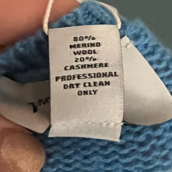 Autumn Cashmere Kids Merino Wool Blue Sweater Size 12 Loose Gauge Hanky Hem - Picture 5 of 5